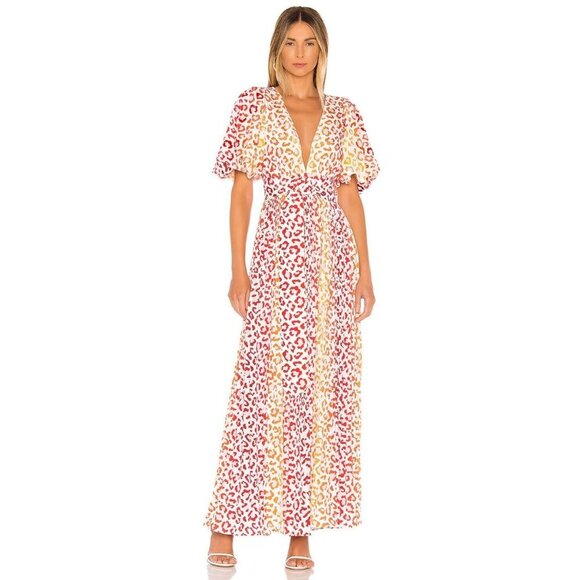 Rococo Sand Avana Orange Leopard Dress XS NWT $640 - Picture 3 of 14